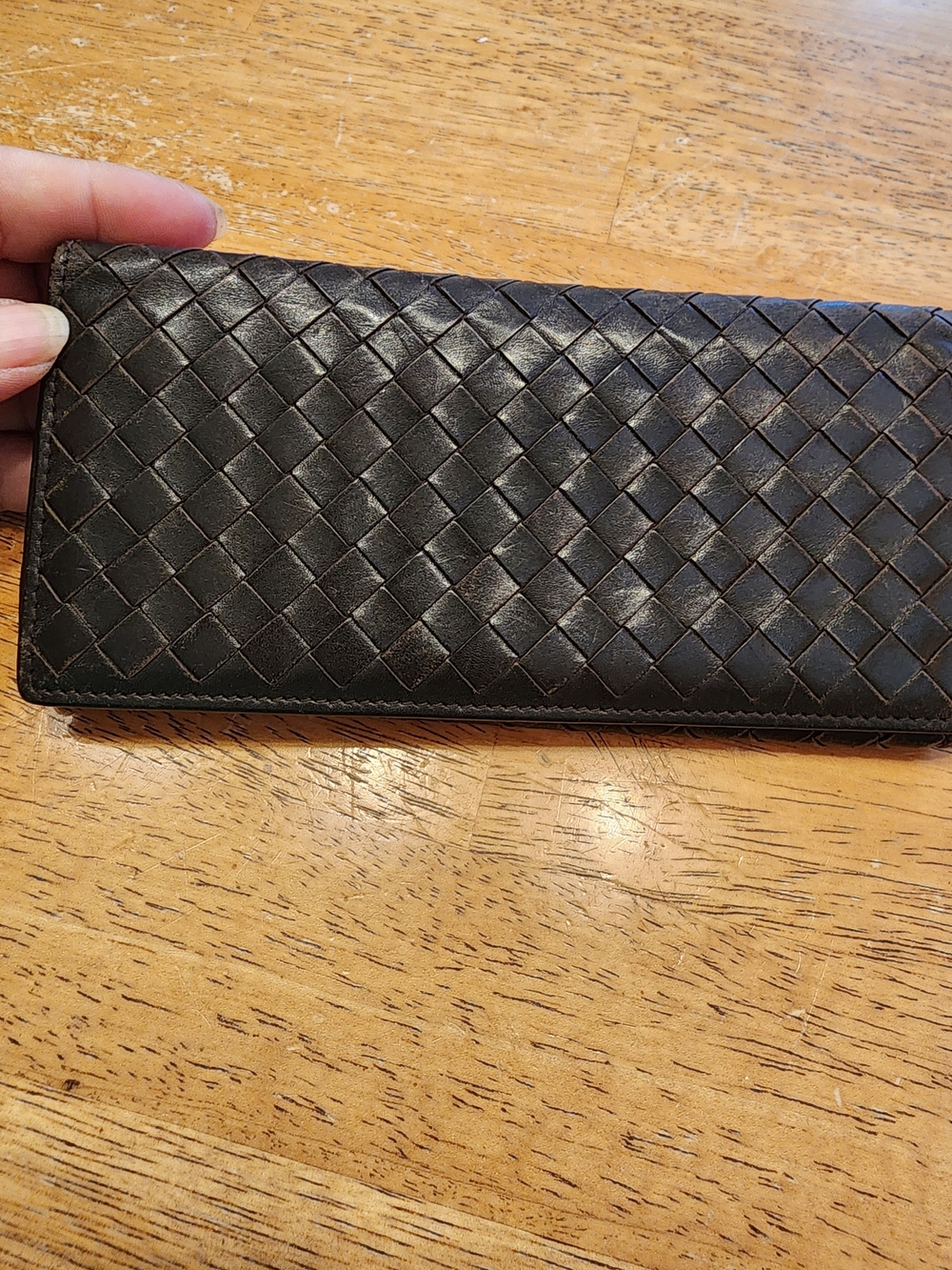 Bottega Veneta long wallet Dark Brown nappa leather intrecciatto Woven Design